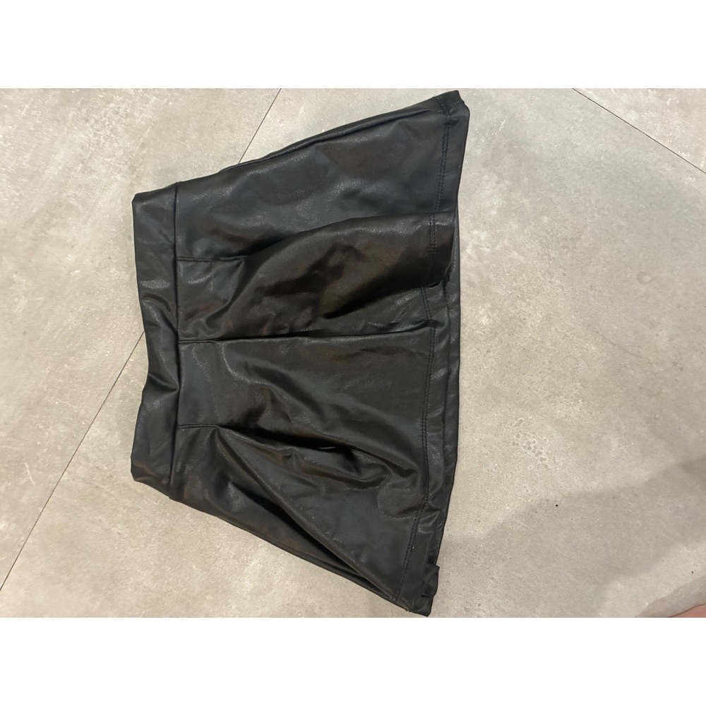 Nicole Miller New York Black Faux Leather Pleated Skirt Toddler Girls 12M